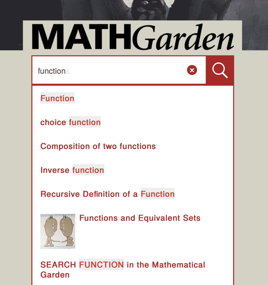 MATHGarden SEARCH FUNCTION In The Mathematical Garden